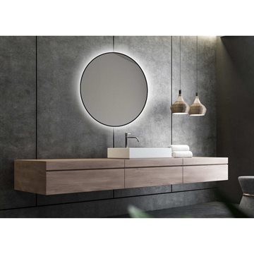 Olivia 1 - Ø 60 cm - Rund LED-spegel - Svart ram